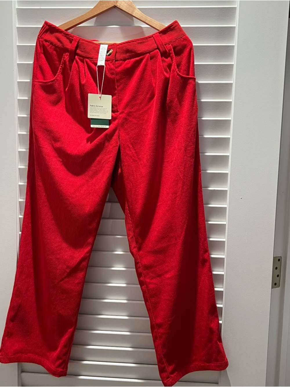 NWT Halara Red Corduroy Wide Leg Pants High Waisted Stretch Size L
